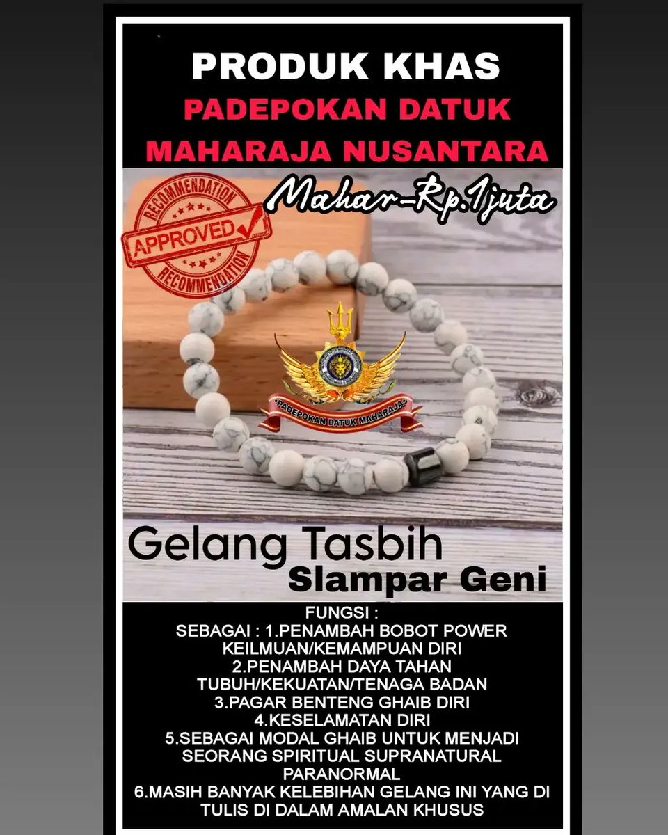 DatukMaharaja's tweet photo. Minat..Silahkan japri..

#benda #karomah #spiritual #paranormal #dukun #healing #alternative #pengobatan #medis #nonmedis #padepokan https://t.co/wEa9rHwvbw