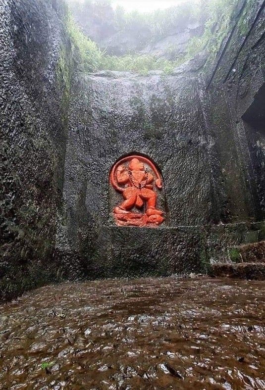 Ancient sculpture of Hanuman Ji at Tringalwadi fort, Nashik