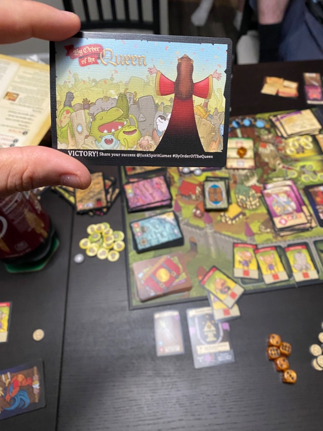 ABarPony's tweet photo. Game Night victory at By Order of the Queen. As per the rules, uploading the victory. @Dagerr @JunkSpiritGames https://t.co/7KxfGur5k9