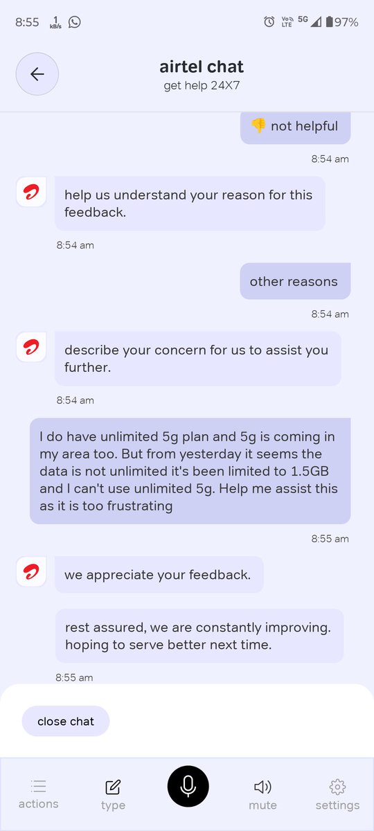 Have @airtelindia @Airtel_Presence @airtelnews lost their senses. I've been tryna talk to executive for many hours but they don't seem to be concerned about services they provide. Even my issue is neglected. Reply and resolve this issue!! @bhartiairtelfdn