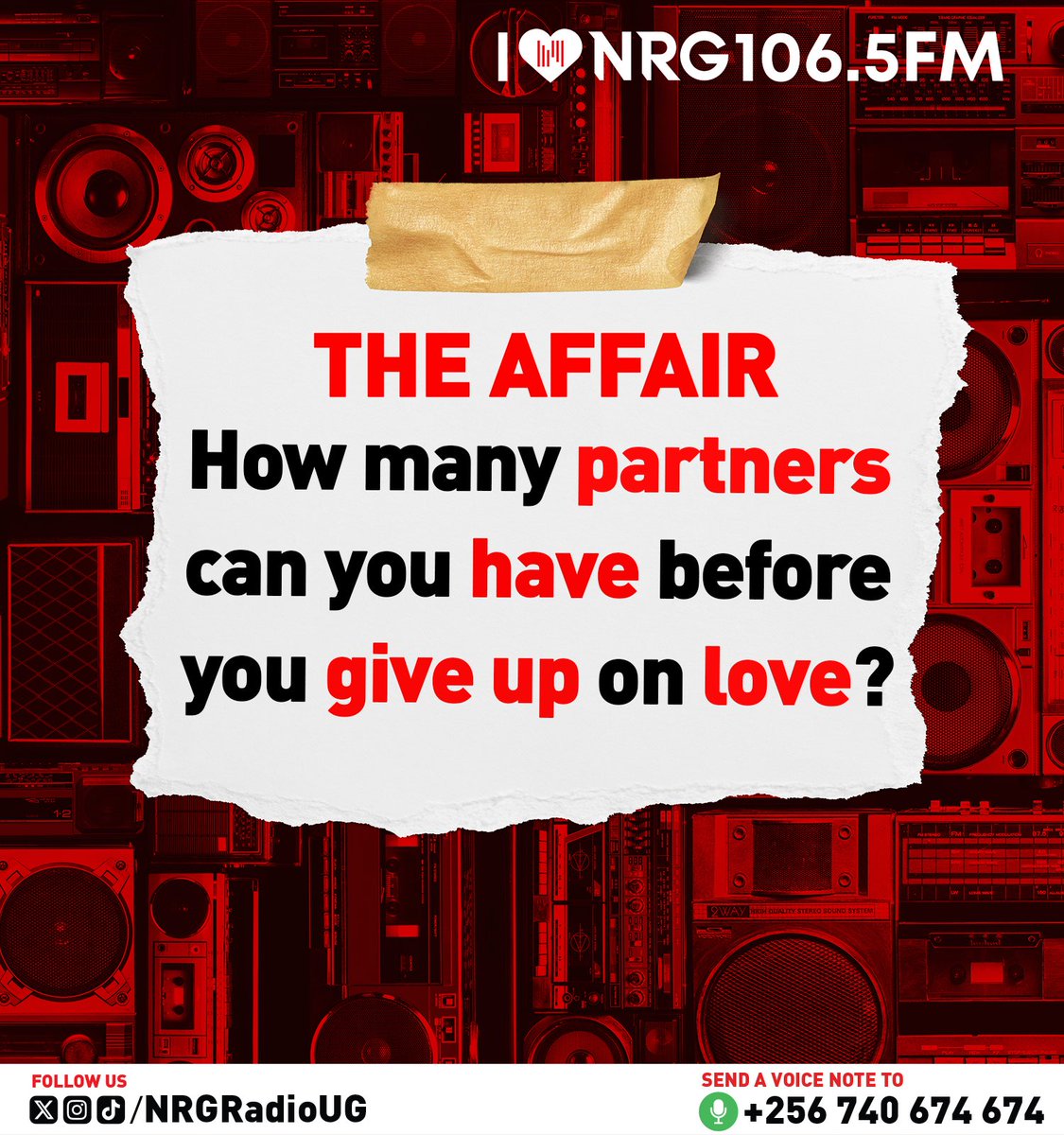 How 🤔many partners 🫶🏽can you have before you give ✌🏼up on 😍love.? #NRGRadioUG | #NRGBreakfastClubUG