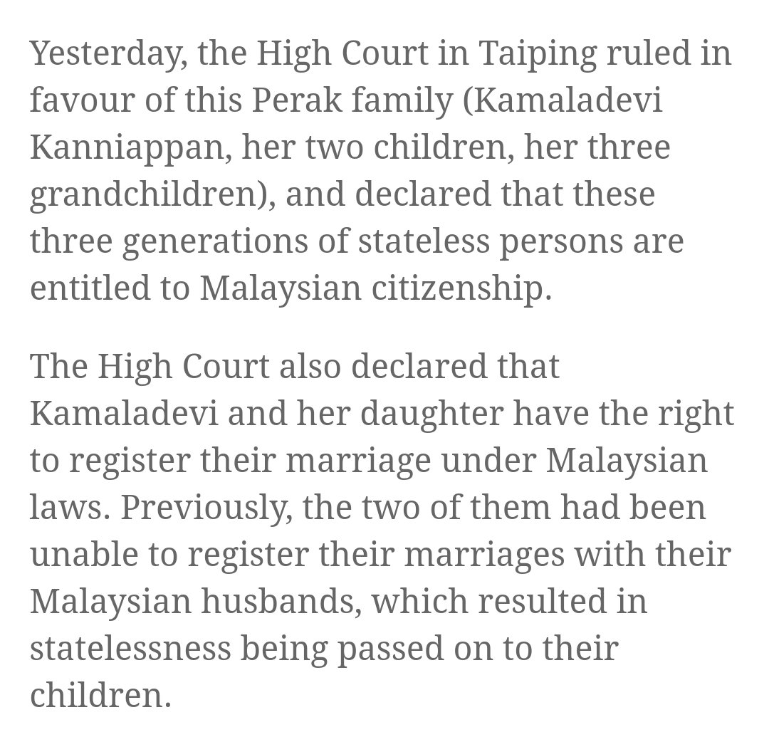 16 years battle to be recognised as Malaysians! Two sons took their lives unable to bare being stateless

Imagine how many other families have had to go through the same and we have a PM claiming this has been solved. Kudos to PSM and the lawyers for getting them their rights