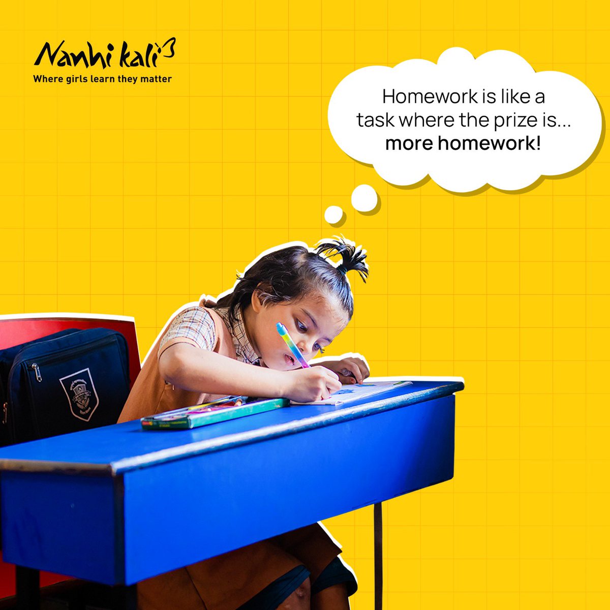 Remember, More Homework= More Learning   #NanhiKali #WhereGirlsLearnTheyMatter #EveryGirlMatters