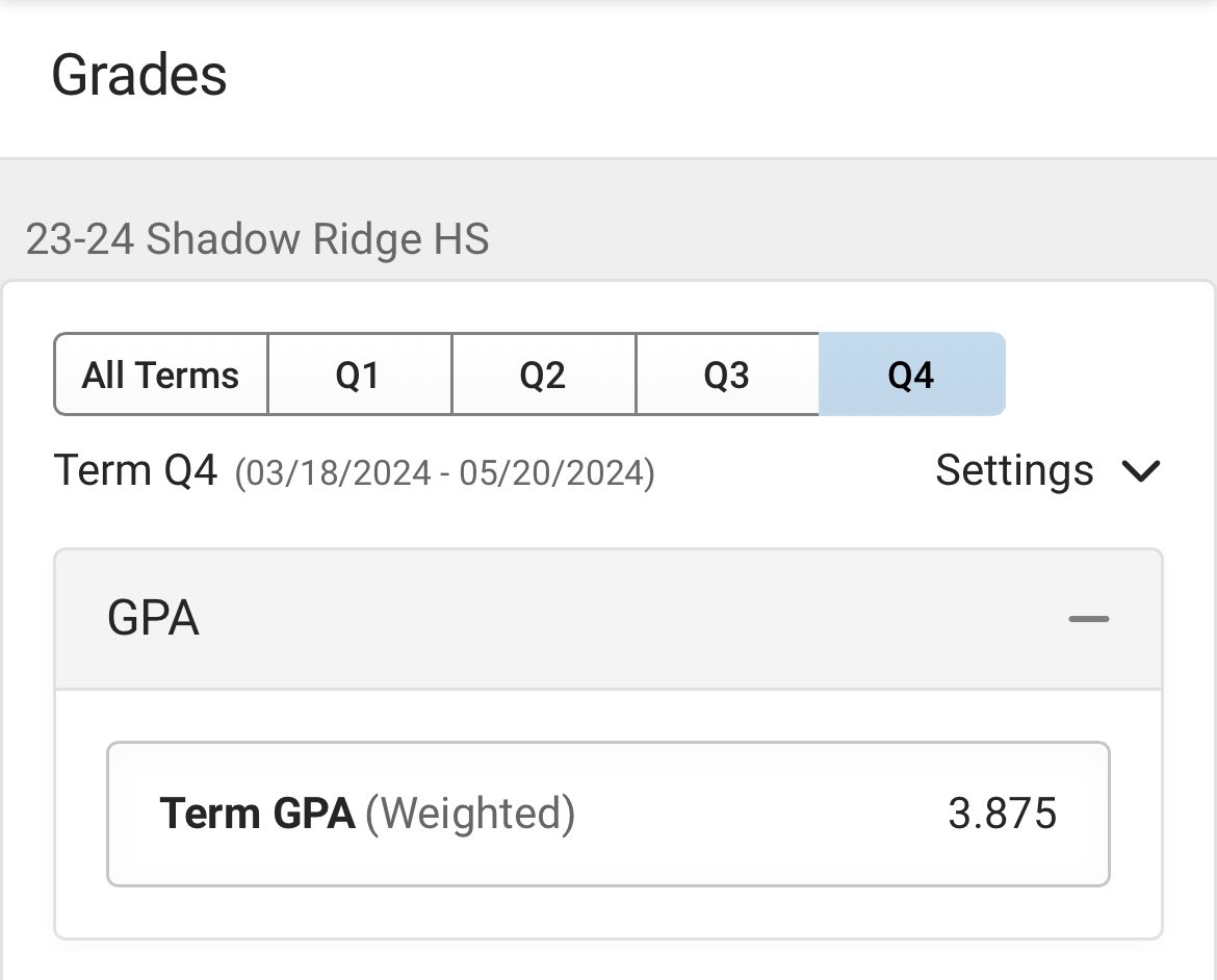 #StudentAthlete Finished off quarter 4 of the school year with 7 A’s and 1 B! Closing the chapter of my sophomore year with a 3.5 cum GPA. Focused on increasing the rigor of my junior year classes- I got goals to achieve! @defendtheridge @702HSFB @coach_moynahan @coachrdaley