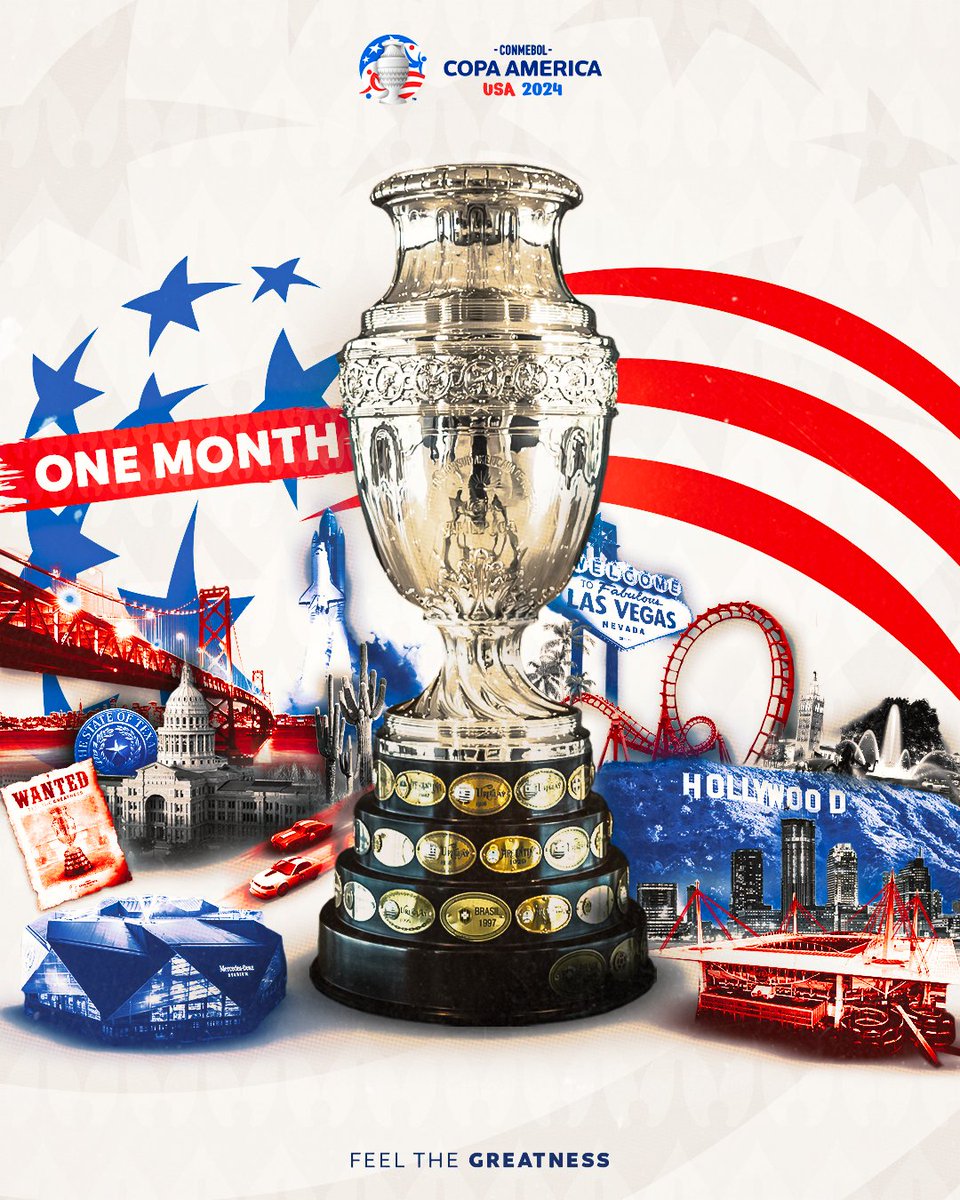 Only ONE MONTH to go until the CONMEBOL Copa América USA 2024

#FeelTheGreatness