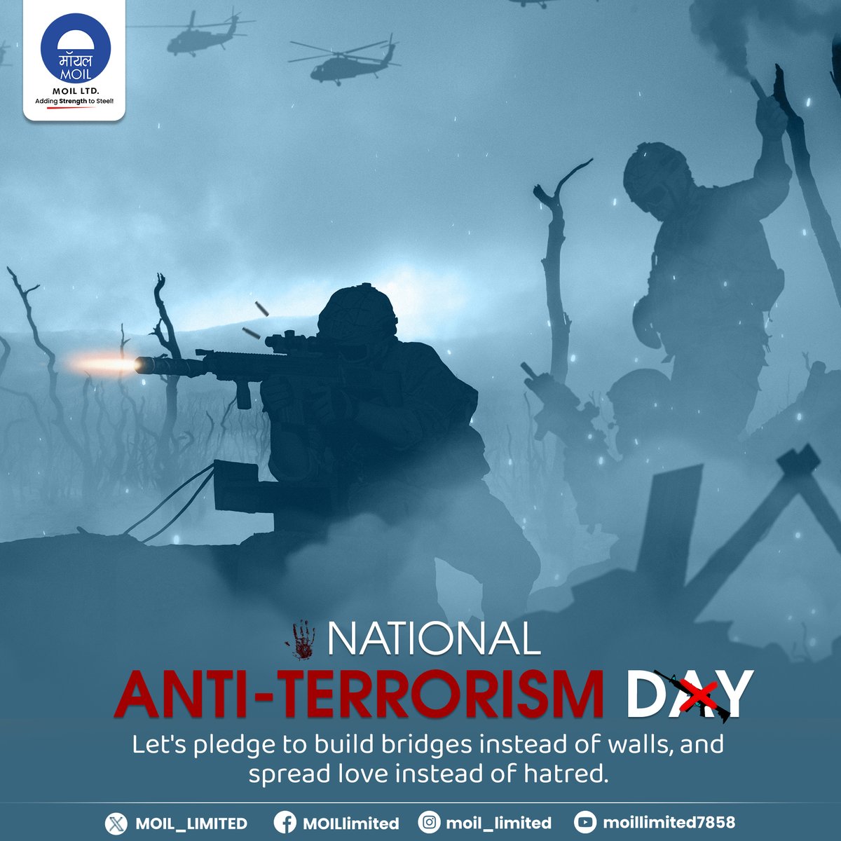 Uniting against terror, promoting peace. Today, we reaffirm our commitment to peace and harmony. #AntiTerrorismDay #PeaceOverHate #MOIL #HarEkKaamDeshKeNaam