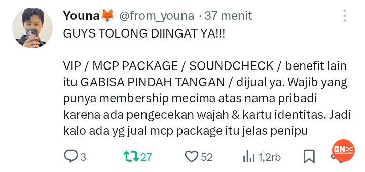 enginafess's tweet photo. -en GAIS TOLONG NANTI KALO KALIAN MAU NONTON LEBIH TELITI LAGI YA, APALAGI YG BARU PERTAMA KALI NONTON KONSER, SEMOGA GAK ADA KEJADIAN JELEK, SEMOGA LANCAR JUGA TICKETING NYA https://t.co/tNzCJ4Jvkn