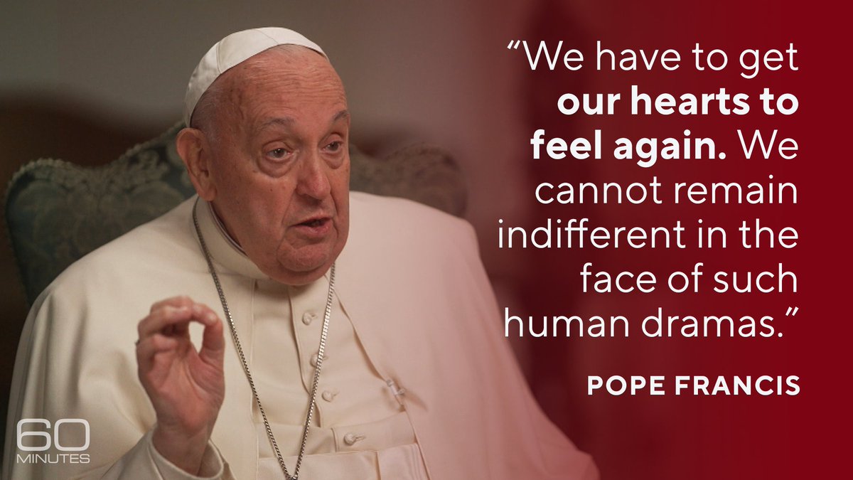 Pope Francis says too many people have become indifferent to other people’s suffering from war, injustice, poverty, and crime. He fears too many hearts have hardened and become indifferent. cbsn.ws/3yryzsQ