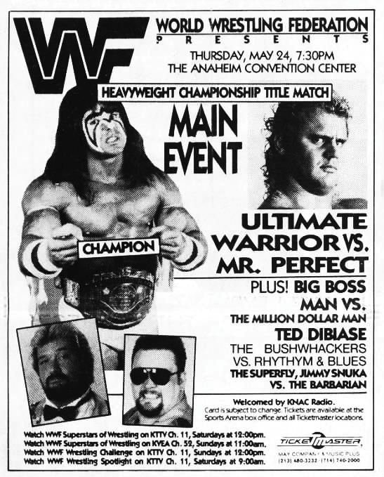 On this day in 1990: The WWF hits the Anaheim Convention Center, Anaheim, California! 🤼 #WWF #WWE #Wrestling #UltimateWarrior #MrPerfect