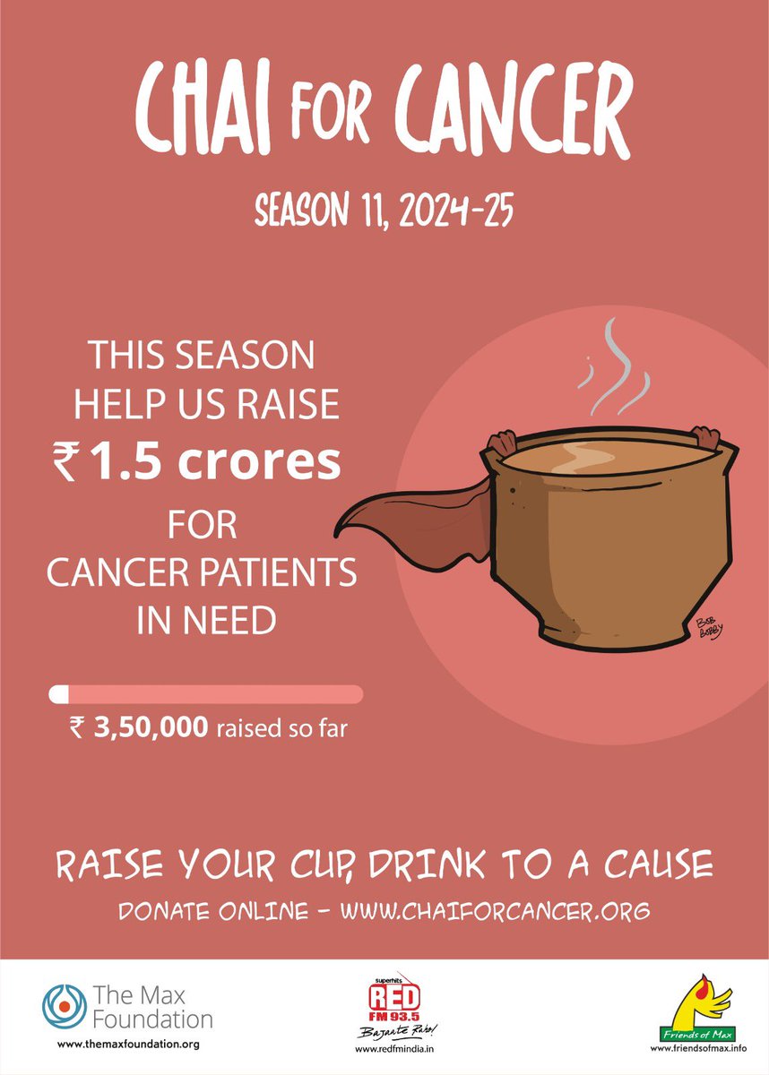 @chaiforcancer We are already 10 days into Season Eleven of Chai for Cancer. The target is even more ambitious this year & we need all the support we can garner. Patients’ needs are growing & therefore our efforts, more focussed. #RaiseACup #DrinkToACause #HopeAndDignity