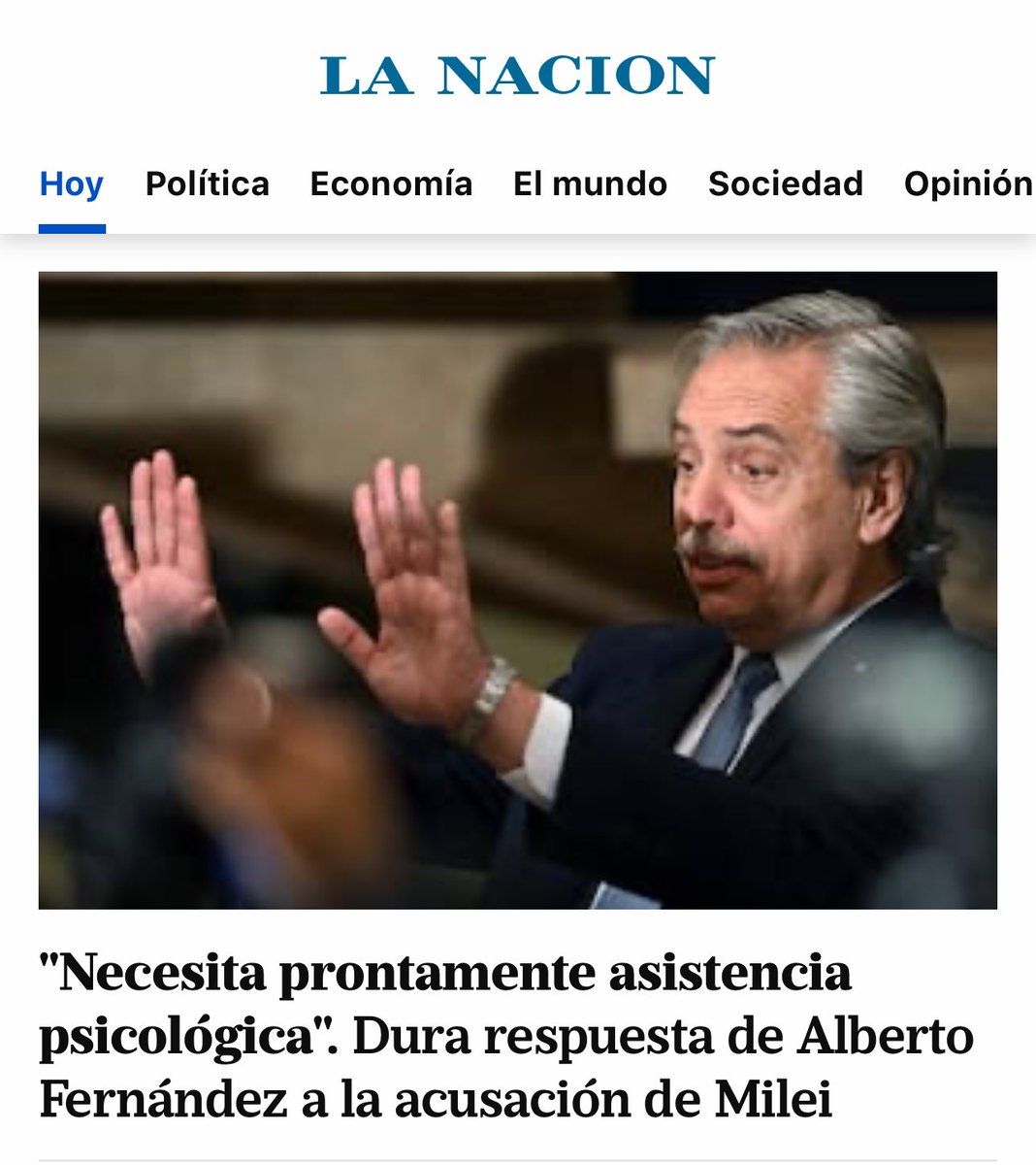 #BuenMartes Lo mejor que le podría pasar al Presidente Milei es que Alberto Fernández se posicione como su NÉMESIS antagónica. Un ex Presidente que no fue capaz ni siquiera de manejar un consorcio. Con esta “oposición” hay Milei para 30 años.