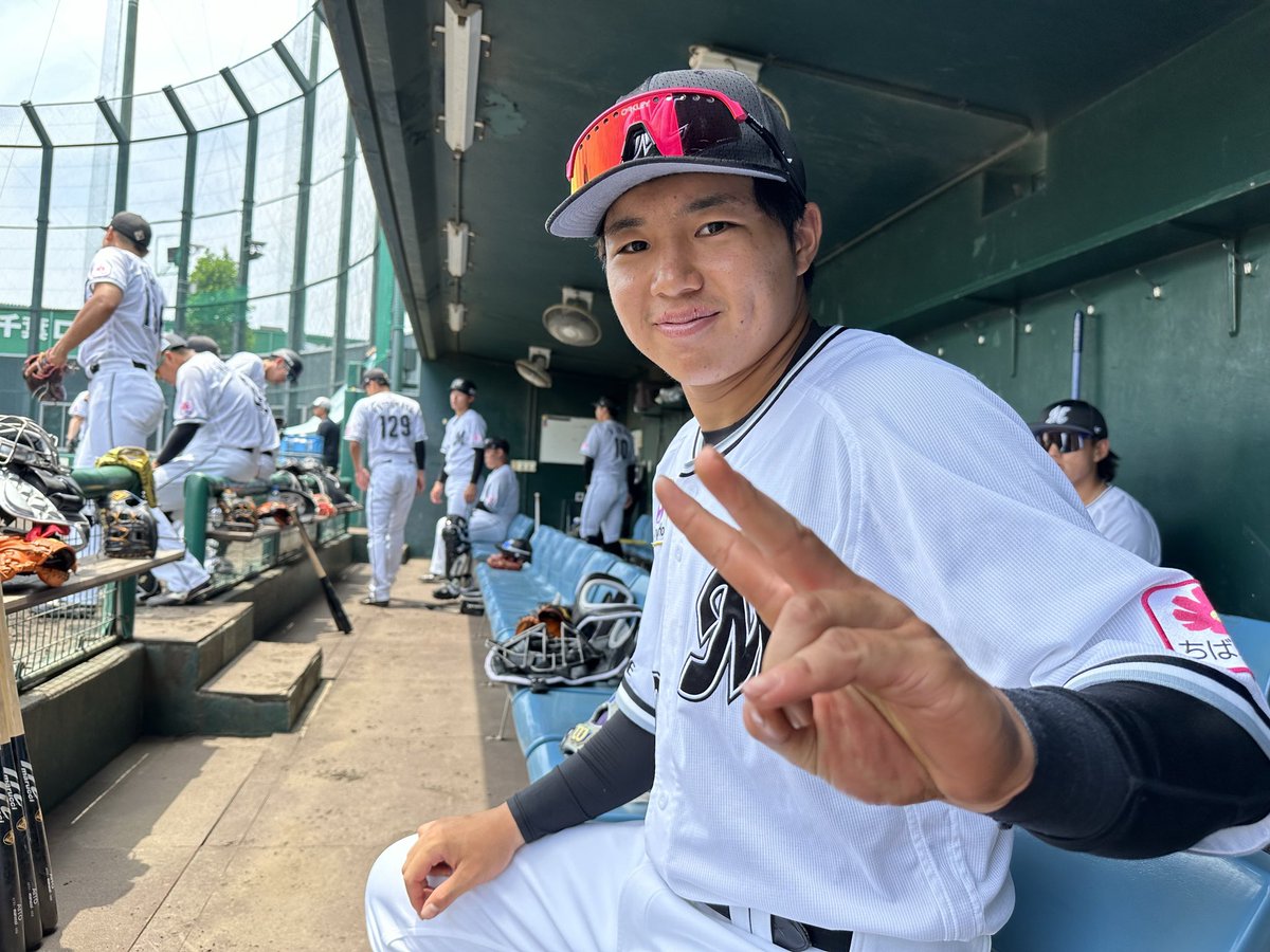 「今日も頑張ります！」と柔らかい表情の #黒川凱星 選手。
支配下登録に向けてプレーを磨いていきます！
#chibalotte #広報