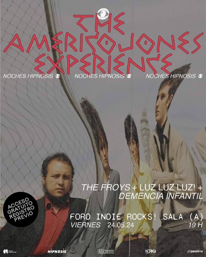 #Conciertos 
<a href="/AmericojonesThe/">The Americojones Experience</a> forma parte de las #NochesHipnosis este viernes en <a href="/ForoIndierocks/">Foro Indie Rocks!</a>
La Sala A se contagia de garage capitalino junto a <a href="/thefroysmx/">The Froys</a> #LuzLuzLuz y @demenciainfantil 

Registros gratuitos vía <a href="/PasslineMexico/">Passline Mx</a>
Presenta <a href="/HipnosisMX/">Hipnosis</a>
📷 Rodrigo Canela