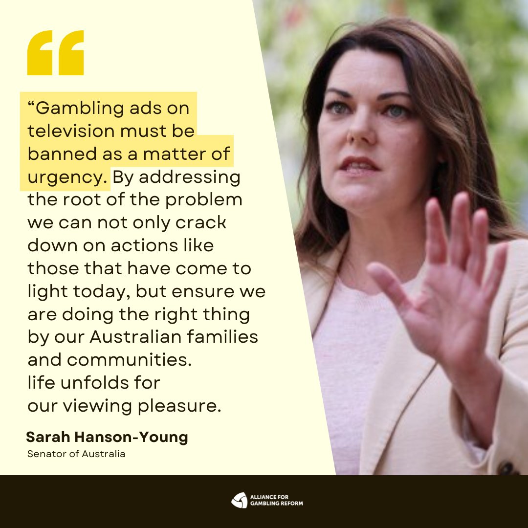 The @Greens are urging a ban on gambling advertising in response to recent arrests in an A-League betting scandal. “Gambling ads on television must be banned as a matter of urgency. Said Senator @sarahinthesen8 greens.org.au/news/media-rel…