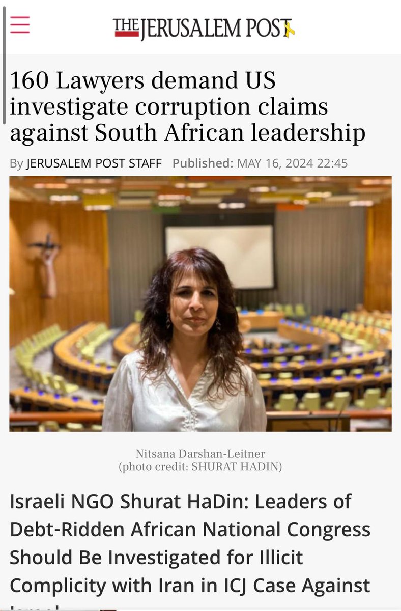 We initiated a demand to investigate South Africa's ANC for Illicit Complicity with Iran in the ICC Case against Israel. It is not Israel that should be investigated.