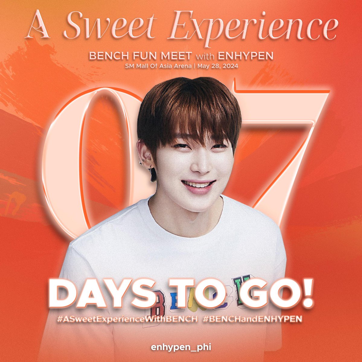 HANDA NA BA KAYONG MAKITA SILA ULIT?! 🫣

Just ONE WEEK away until we experience the sweetest moments with our sevEN at SM Mall Of Asia Arena! Get ready to make more unforgettable memories! ✨

#ASweetExperienceWithBENCH  
#BENCHandENHYPEN #ENHYPEN  
@ENHYPEN_members @ENHYPEN