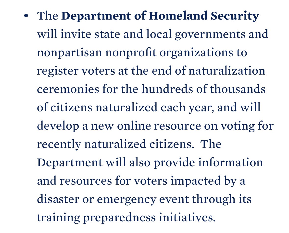 🚨Should the Departments of the Treasury, Agriculture, Homeland Security or Interior be doing voter registration drives? Biden Administration ordered ALL federal agencies to register voters. Why is the Federal government doing this? Examples