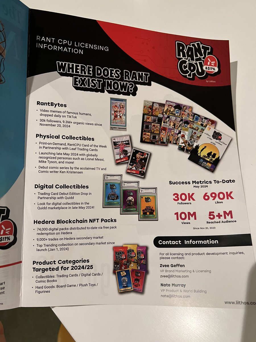 Heading to the Las Vegas Licensing Expo tomorrow. 

Zvee and Nate had this pretty excellent flyer made to pass out to prospective partners.

<a href="/hedera/">Hedera</a> on display in digital collectibles and redeems with physical collectibles.

LFG 😏