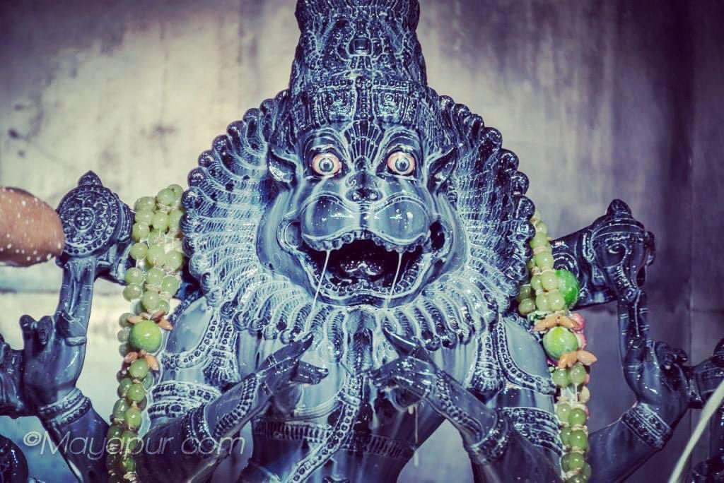 Greetings on Shri Narasimha Jayanthi. Ugram viram maha-vishnum jvalantam sarvato mukham nrisimham bhishanam bhadram mrityur mrityum namamy aham || 'I bow down to Lord Narasimha who is ferocious and heroic like Lord Vishnu. He is burning from every side. He is terrific,