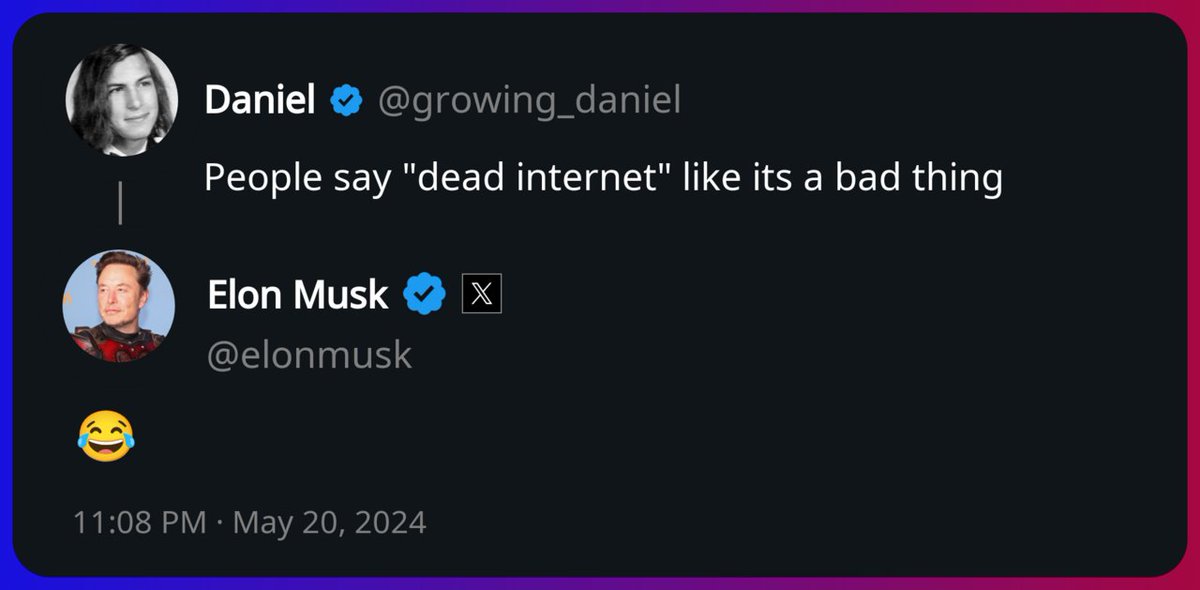 Elon Musk replied to Daniel x.com/growing_daniel…