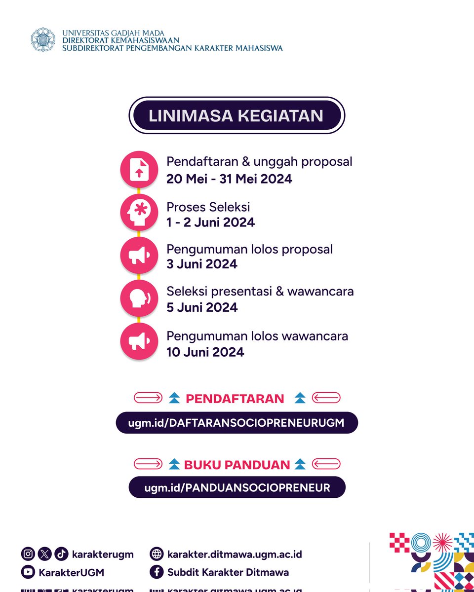 𝗦𝗼𝗰𝗶𝗼𝗽𝗿𝗲𝗻𝗲𝘂𝗿 𝗨𝗚𝗠 membuka kesempatan bagi seluruh Mahasiswa aktif UGM untuk mendapatkan pendampingan dan dana hibah untuk usahamu ! Segera daftarkan usahamu jangan kelewatan ✨