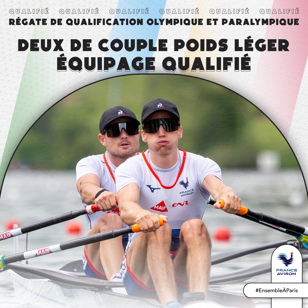 🚣🔥🎟️ LE DEUX DE COUPLE POIDS LÉGER QUALIFIÉ POUR <a href="/Paris2024/">Paris 2024</a> ! 

Comme leurs homologues féminines, <a href="/hugobeurey/">Hugo Beurey</a> et Ferdinand Ludwig remportent la finale et seront aux Jeux olympiques 😍

------
#FranceAviron #EnsembleAParis #FOPQR #LastChanceRegatta