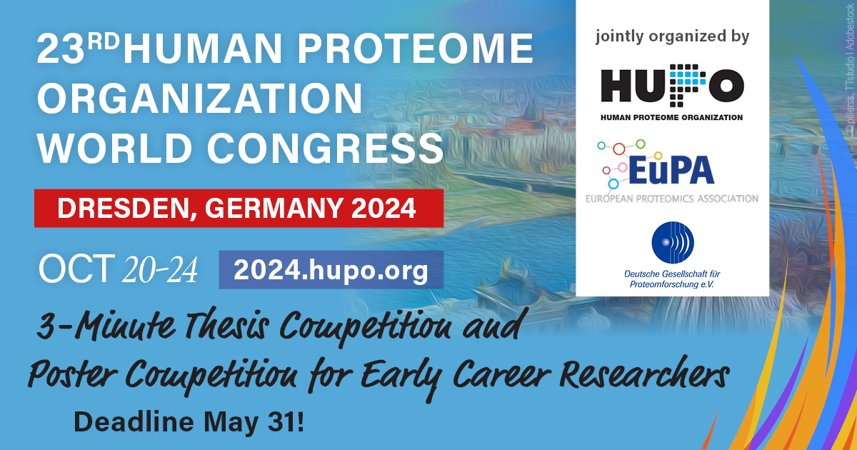 🚀 Attention Early Career Researchers! Don't miss out on your chance to shine! Apply now for the 3-minute thesis and poster competitions at #HUPO2024. Elevate your research in #Proteomics and beyond! 🗓️ Deadline: May 31, 2024 🔗 2024.hupo.org/program-abstra… #HUPOECR #HUPOEuPA2024