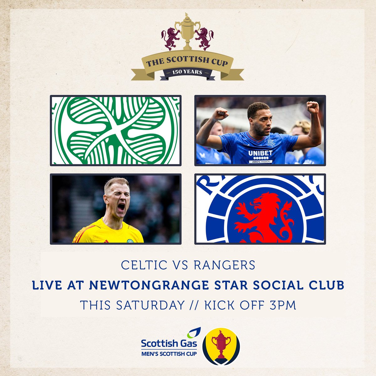 Will it be Celtic? Or will it be Rangers? Don’t miss any the action from Hampden this Saturday as we will be showing the match live from our social club. Come join us 🏆