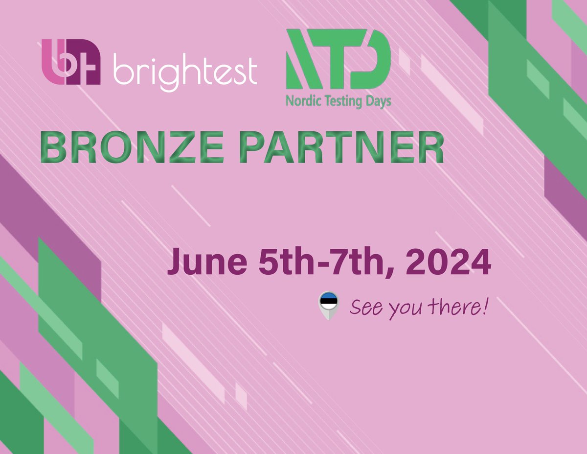 Brightest is thrilled to return to Tallinn, #Estonia for the third time for the Nordic Testing Days. We're proud to be a Bronze Sponsor for this event!💡🚀

Save the date and see you there! We have something for you at our stand🤗🎁

#NTD2024 #softwaretesting #NordicTestingDays