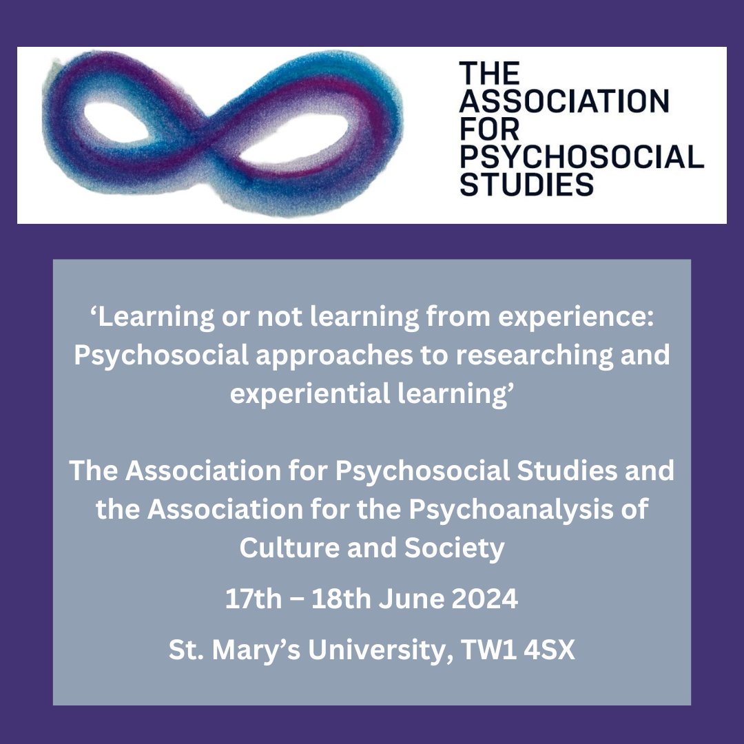 The Association for Psychosocial Studies and the Association for the Psychoanalysis of Culture and Society are hosting a joint conference next month. To register for the event visit bit.ly/3Gz00lr #event #conference
