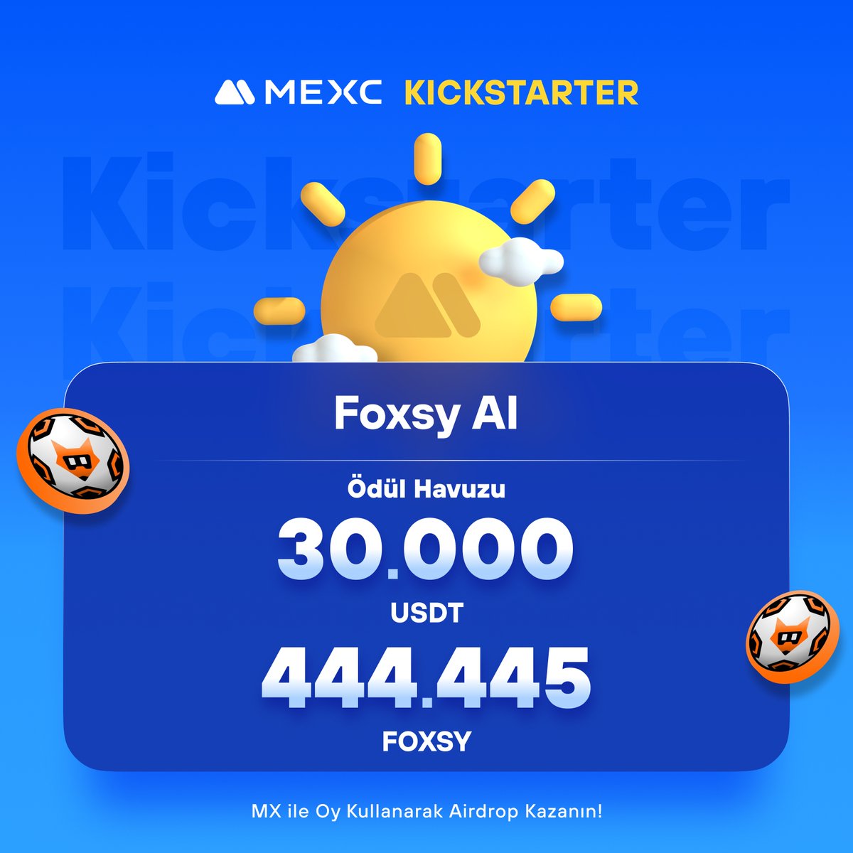 🚀 #MEXCKickstarter - @foxsy_ai $FOXSY Projesi için Oy Kullanın, 444.445 $FOXSY ve 30.000 $USDT Airdrop Kazanın! 🗳️ Oylama Tarihi: 21 Mayıs 2024 13.00 - 22 Mayıs 2024 12.50 📌 Ayrıntılar: mexctr.info/3WQFNRw #MEXCTürkiye #MXToken #MX #BTC