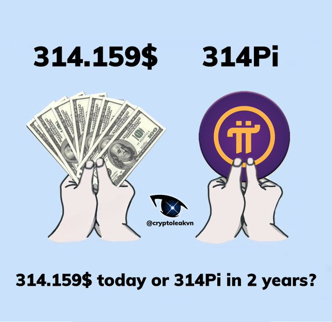 🤔What would you choose? 
👉314.159$ today or 314Pi in 2 years?  
#pi #PiKYC #PiNetwork #Pioneers #Picoins #Picommunity #PiHackathon #Pimining #PiCoreTeam