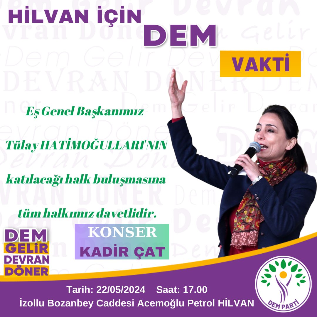 Tüm halkımız davetlidir. @DEMGenelMerkezi @DEMurfail @DEMHILVANGENC @kadircat21 @TulayHatim @serhanpaydas @yegarip141