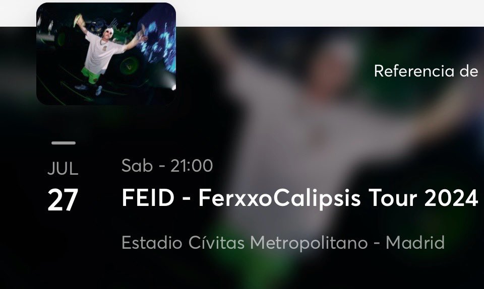 Ozzaru96's tweet photo. Vendo 3 entradas en pista a, dm 
#feid #madrid #ferxxo #metropolitano https://t.co/RicDMd37bY