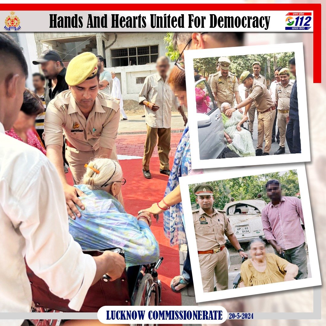 Every vote matters, just like every act of kindness! Our committed officers went beyond the call of their duties, offering their hands and hearts to help senior citizens and those in need cast their votes. @ECISVEEP #UPPCares #ChunavKaParv #DeshKaGarv
