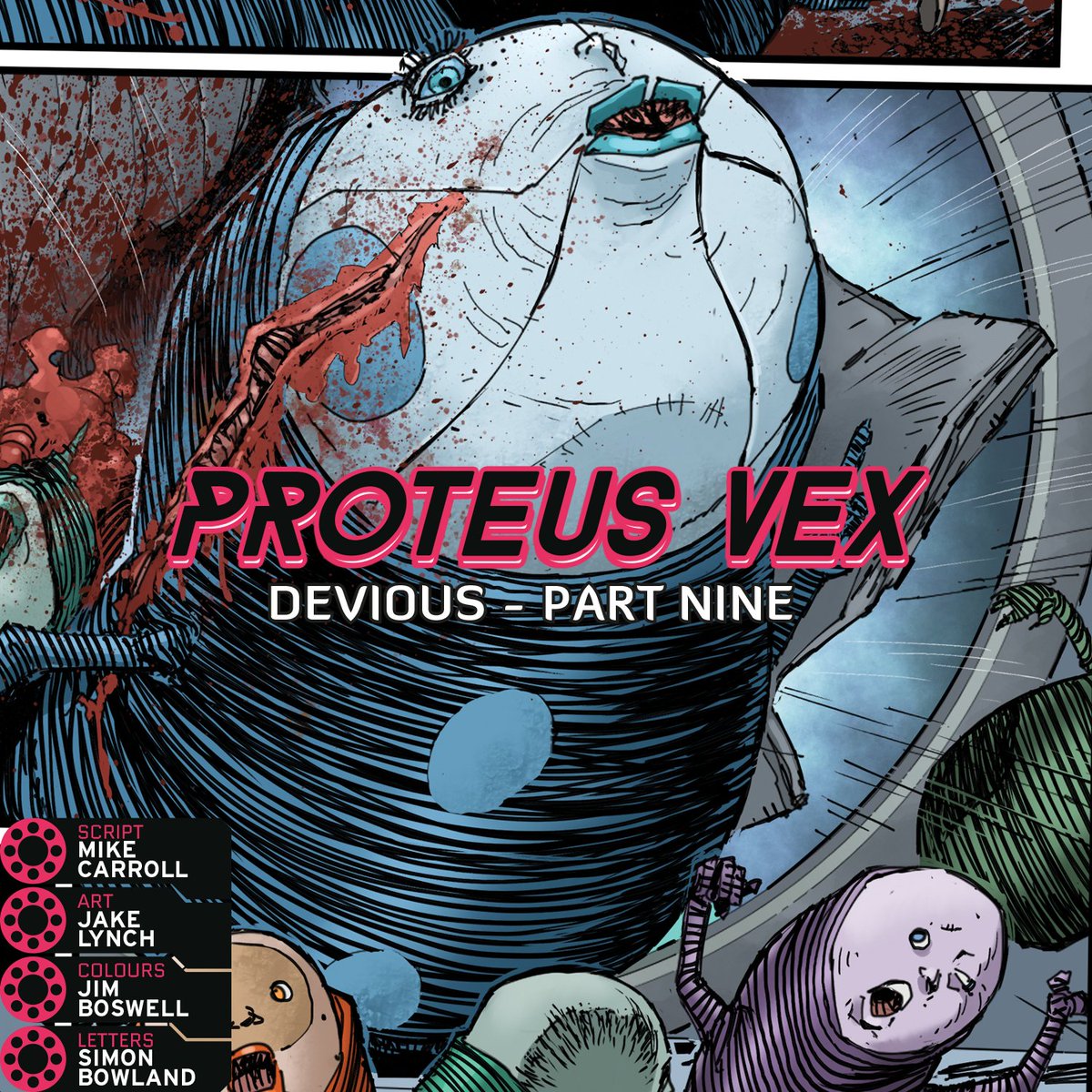 2000 AD Prog 2383 is out on 22nd May - tomorrow! - featuring PROTEUS VEX: DEVIOUS, part nine by: 📝 Script: @MikeOwenCarroll ✏️ Art: @artdroid_lynch 🎨 Colours: @jimboswellart 💬 Letters: @SimonBowland Subscribe now and get zarjaz free gifts ➡️ bit.ly/2Ws04uc