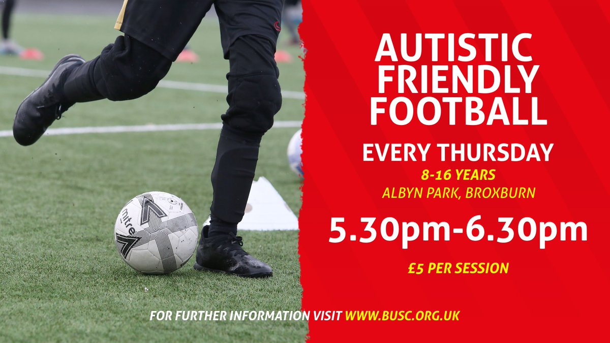 This session gives children with Autism the opportunity to take part in football within a structured environment. The sessions are designed to improve the skills within a fun and safe setting. For more contact a.white@busc.org.uk 🖥️ buff.ly/4ank1rD