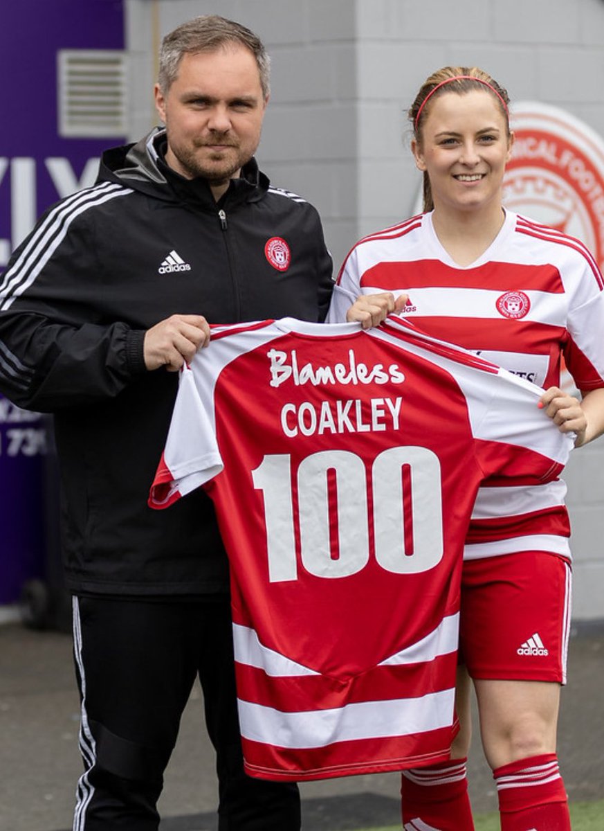 🥹 𝗔 𝗡𝗲𝘄 𝗟𝗲𝗴𝗲𝗻𝗱

Congratulations to @CoakleyHannah who has entered the Accies 100 club.

The midfielder has been a stalwart of the side since signing from Rangers and has become the clubs Vice Captain. 

#Legend❤️
@acciesfc 
@theacciesfc