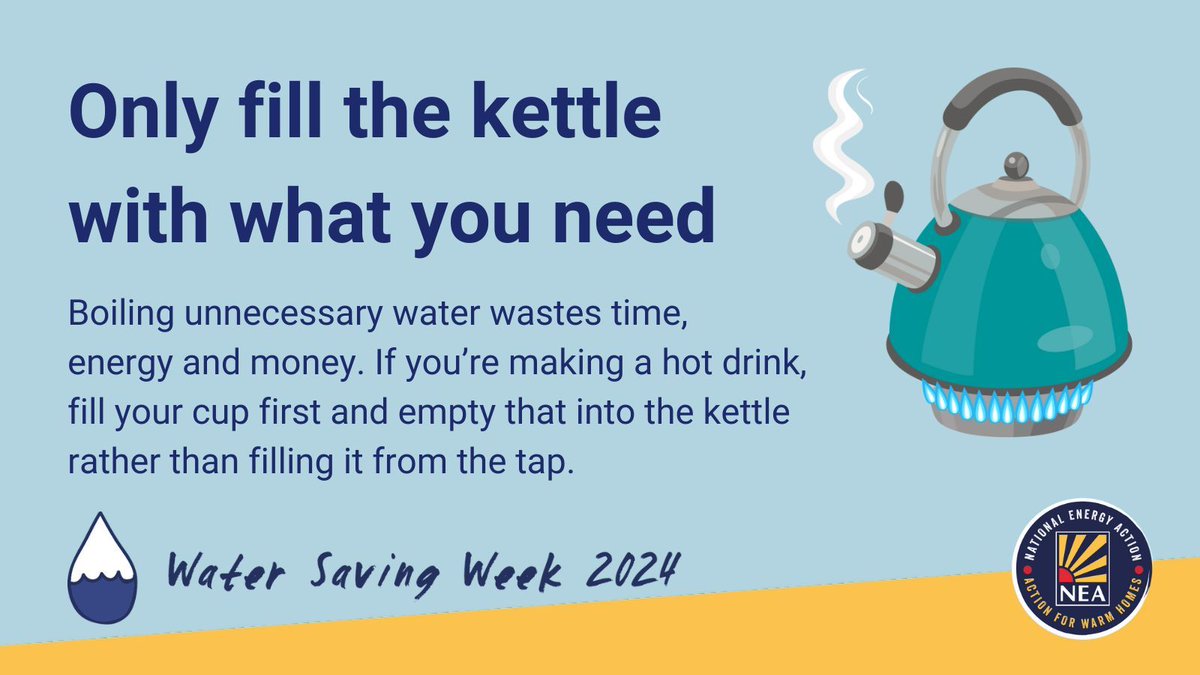 Make changes during #WaterSavingWeek. Avoid boiling a full kettle if you don't have to.