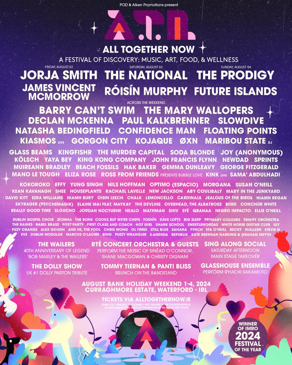 More than 50 acts have just been added to @ATNfestival 2024 🤩 @DeclanMcKenna, @GorgonCity, @MurderCapital_ plus plenty more join the already amazing lineup performing at Curraghmore Estate from 1 - 4 August 🎪 🎫 Tickets on sale Thursday at 9am bit.ly/4bOFF91