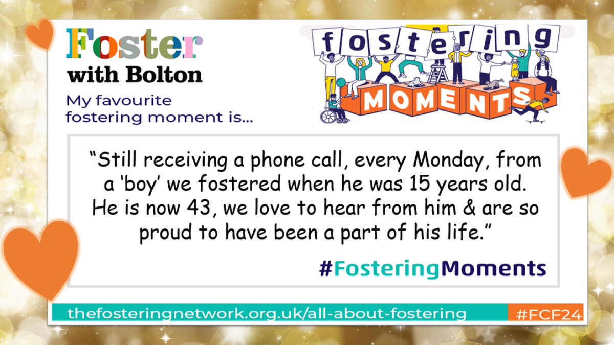 This Foster Care Fortnight our  fostering community have shared their favourite fostering moments.
When children keep in touch with their carers, years after they have been fostered , it can bring so much joy. 
Could you foster? Visit bolton.gov.uk/fostering