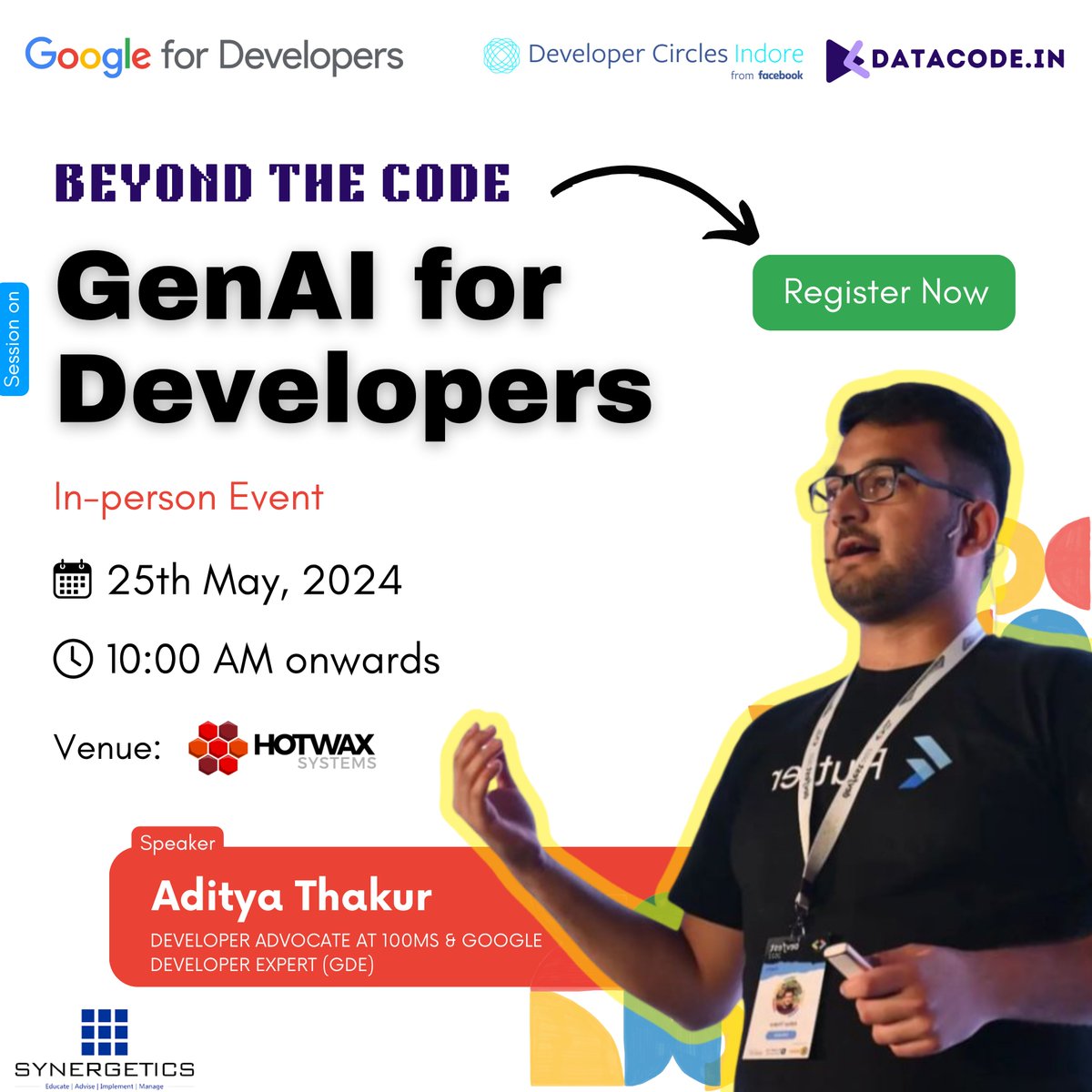 Datacode_in's tweet image. 🌟 Introducing our amazing speaker Aditya Thakur 🎙 As a Google Developer Expert he's all set to dive deep into GenAI for developers. 💡
Join us on May 25, 2024, to gain invaluable insights.
Secure your spot now at bit.ly/Datacode-GenAI Limited seats available! 🤖✨