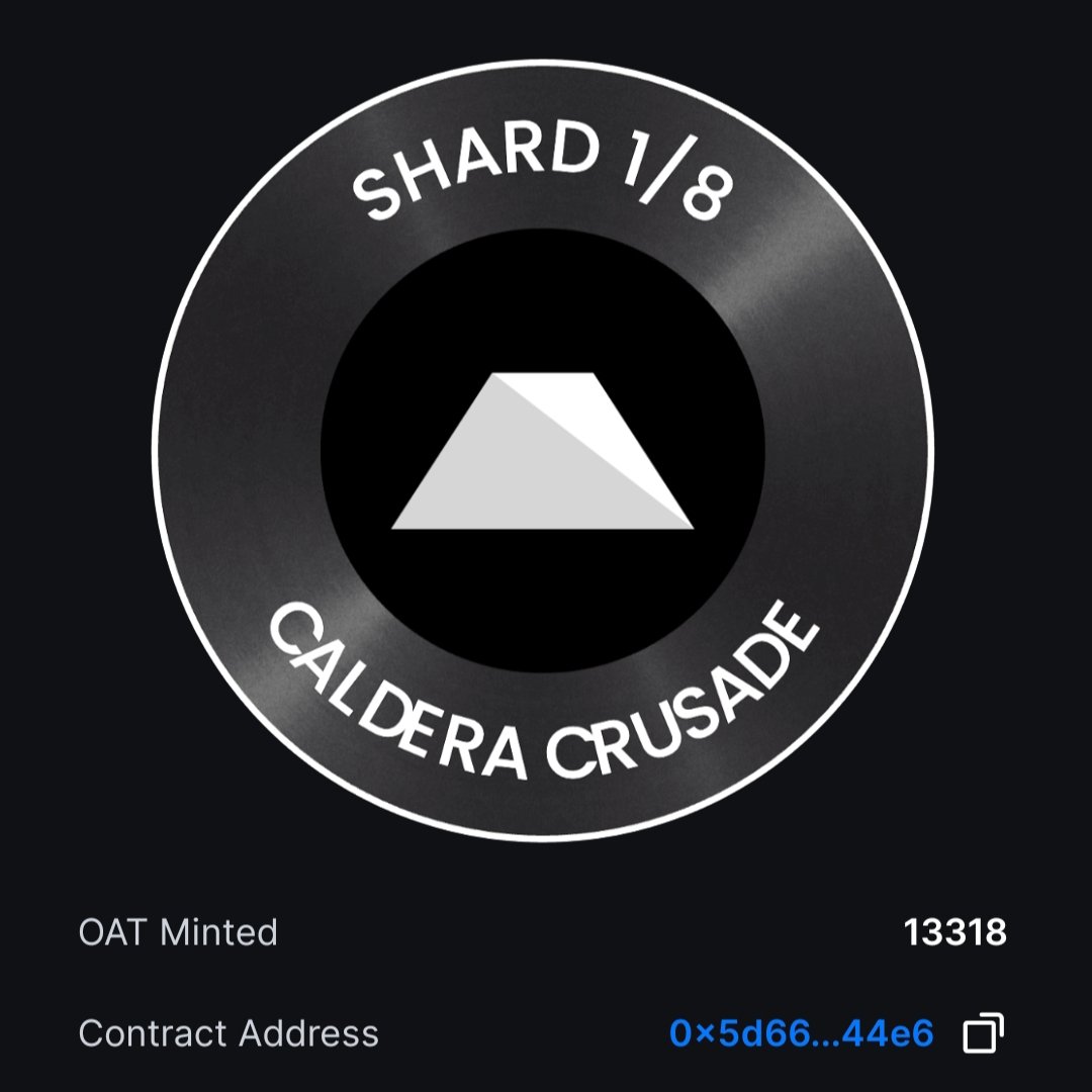 CryptoTeluguO's tweet photo. 💥Simple guide on Caldera Crusade

📅8 Quest
🖼️8 OAT
👑Acquire all 8 will qualify for the special Soulbound Crusade NFT

💰$9M funding
⏳2min
💯FREE
📅Quest 1 is live

👇Steps
🔗https://t.co/COJVsAjkDk
✅Complete social task
✅Mint OAT

💙Like
🔁RT https://t.co/e4mxENhVL1