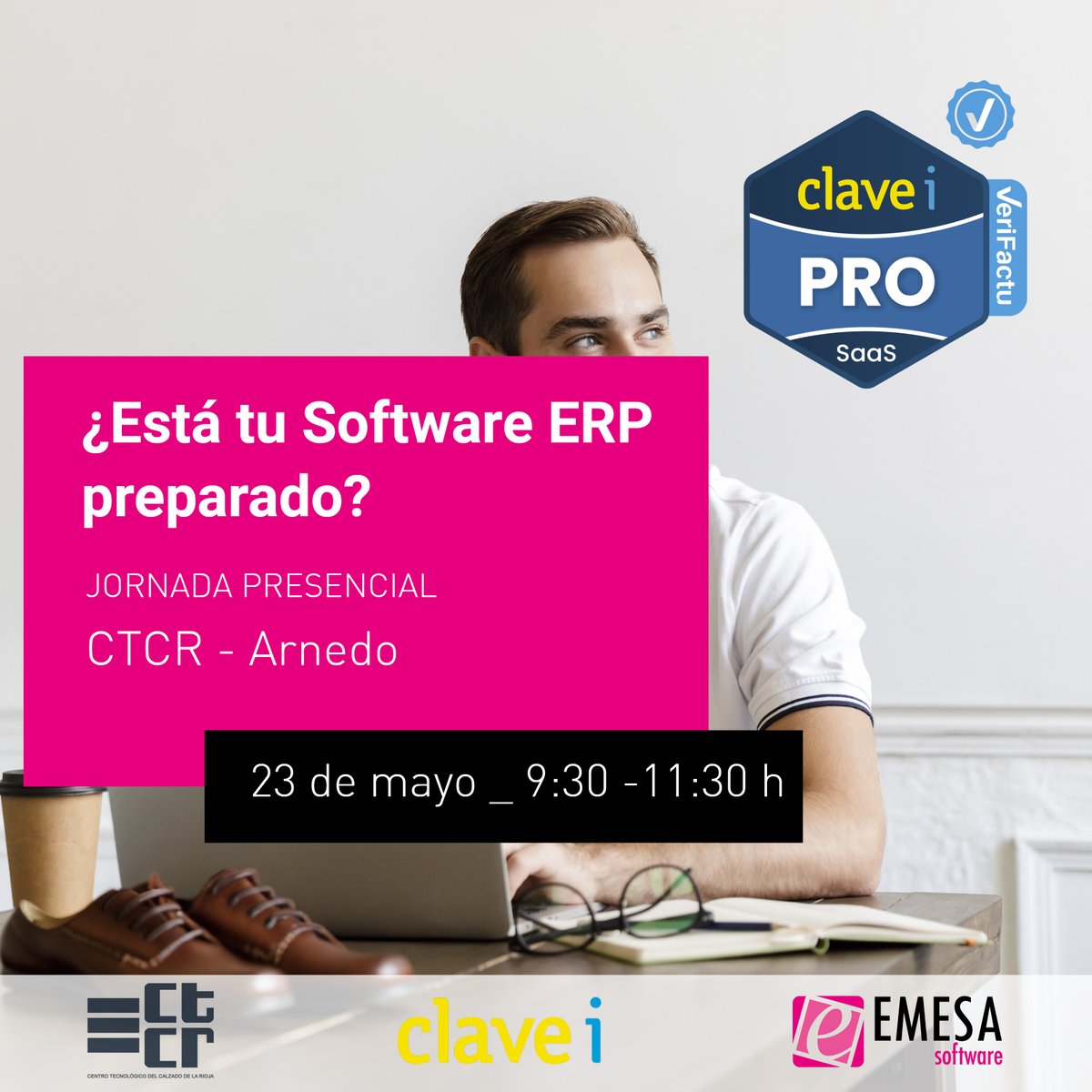 EmesaTic's tweet photo. 👢👠👡🥿👞👟🩰🥾👠
¡Atención profesionales del sector calzado en La Rioja! 
📅 23 de mayo
⏰9:30 - 11:30 h
📍@CTCRioja  #Arnedo 

Evento gratuito sobre desafíos legislativos y optimización de ERP. 
¡Plazas limitadas!  

Regístrate 🔜 https://t.co/1bShyR4hHD https://t.co/TndJTgBLhL