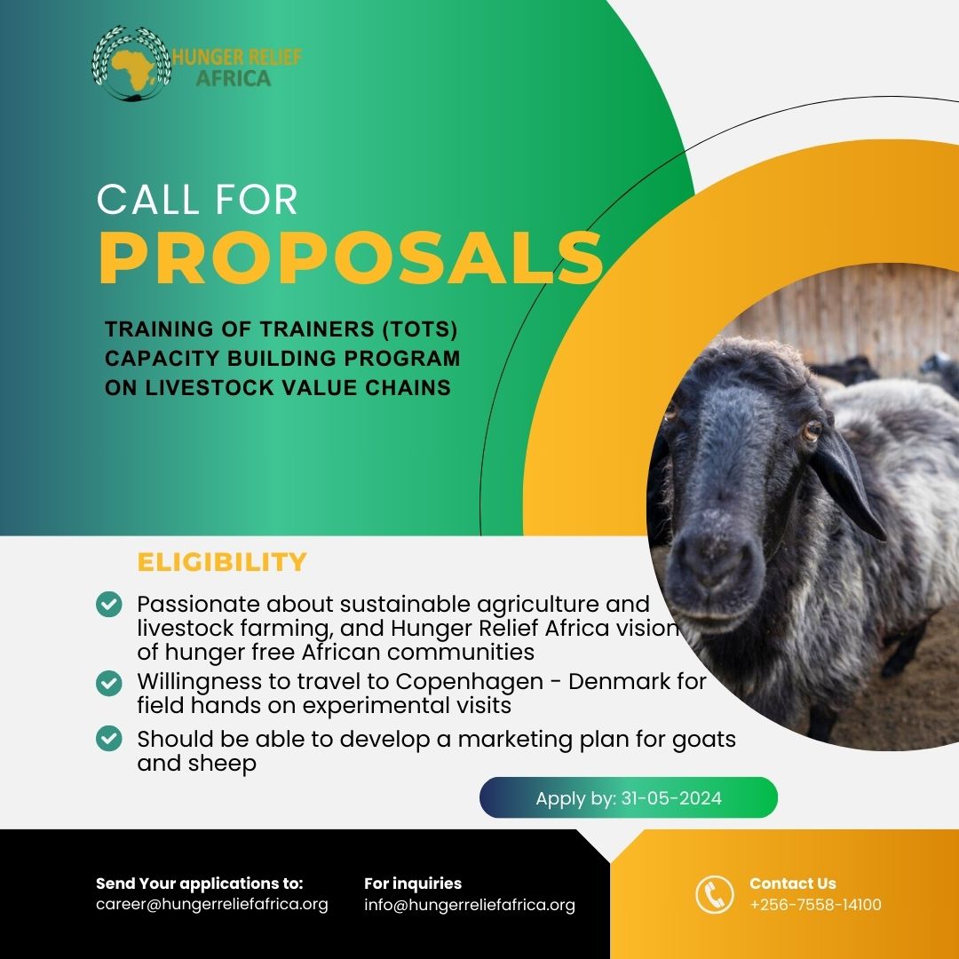 HRA_Uganda's tweet photo. HRA in collaboration with Farming Academy Copenhagen, Denmark is inviting applications for the Training of Trainers (ToTs) Capacity Building Program on Livestock Value Chains! 

📅 Proposal Submission Deadline: 31st May, 2024. 

For  full details, visit https://t.co/BqcLTXTGVq https://t.co/iOB06jqFWC