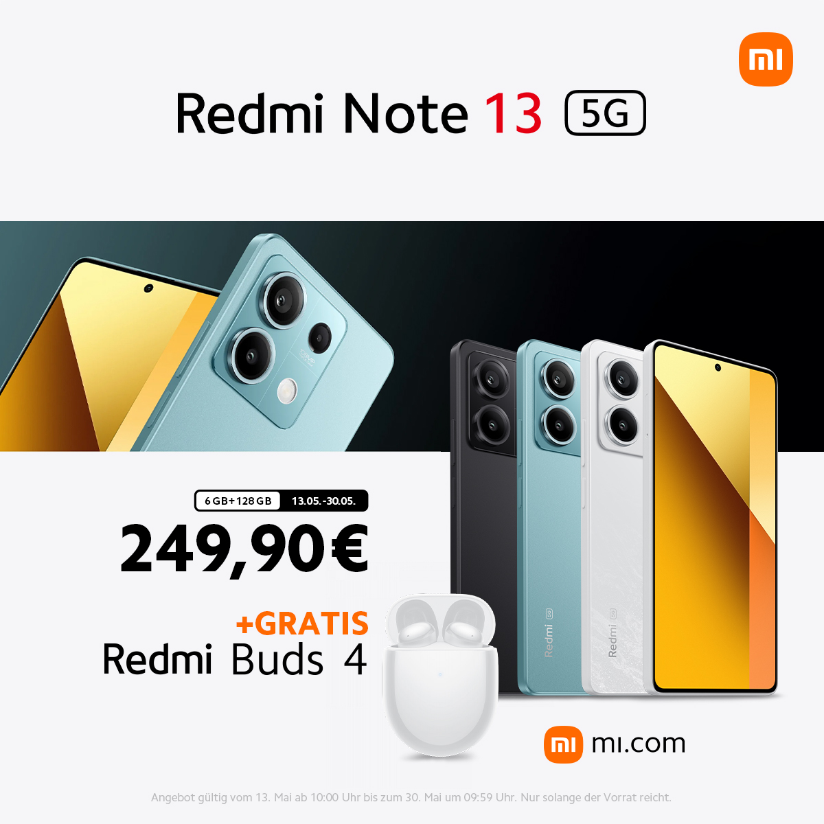 Schon gesehen? 😍
Das #RedmiNote13 ist zur Zeit im Bundle erhältlich mit den #RedmiBuds4 in weiß! 👏☀️
Spaziere im Sommer in deiner Gegend herum, halte die schönsten Momente fest 📸 und höre dabei deine liebste Playlist! 🎵

HIER für dich! ⬇️
ams.event.mi.com/de/sales2024/s…