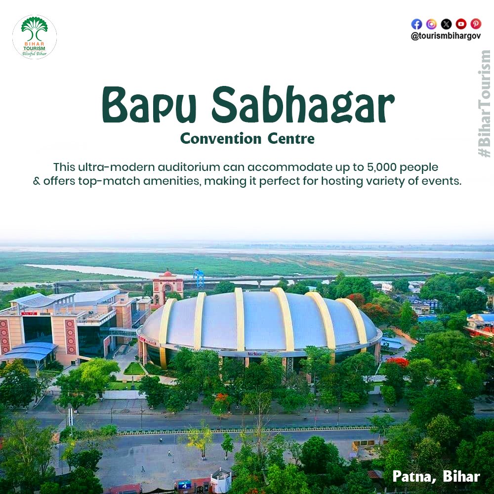 Bapu Sabhagar in Patna is an ultra-modern auditorium with seating capacity of 5000 people, perfect for grand events. Its construction used altogether 22,000 metric tonnes of steel that is more than the steel used in the Eiffel Tower and Indira Gandhi International Airport, New