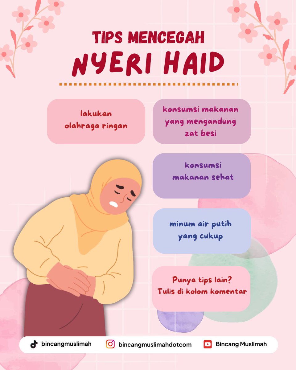 Binc4ngMuslimah's tweet photo. Kalau lagi datang bulan, nyeri haid atau dalam istilah medis desminore, selalu bikin mood perempuan tak karuan.
Jangan sedih. Mimin punya solusinya nihhh. Kalau kamu punya tips lain, share di kolom komentar ya.
#desminore #desminor #nyerihaid #sembilang #menstruasi #mens https://t.co/CPcKhDspYr
