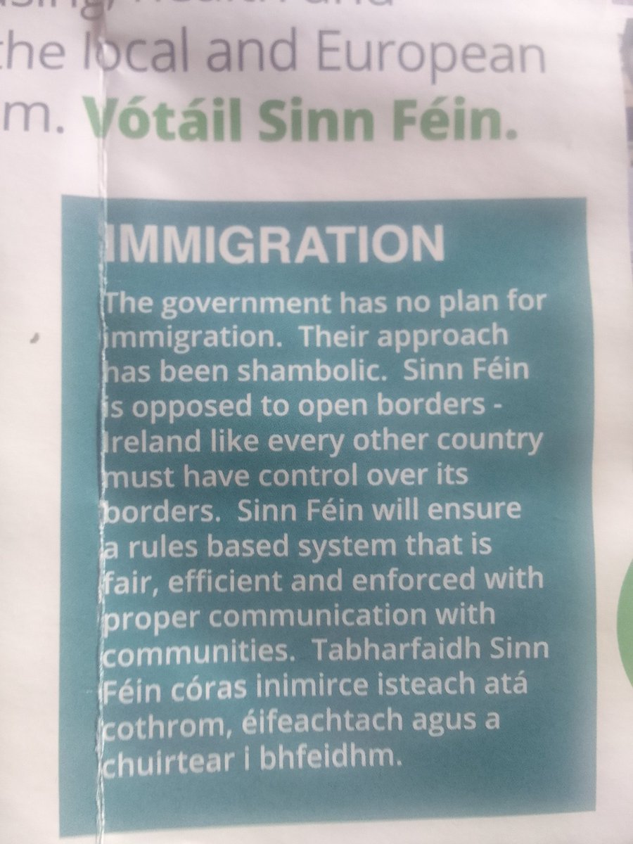 Local Sinn Féin candidates in my area have put out a leaflet saying that Sinn Féin against open borders. Does anyone have any videos from the last 12 months that would contradict this lie ? #IrelandisFull #KilkennyCity #LE24