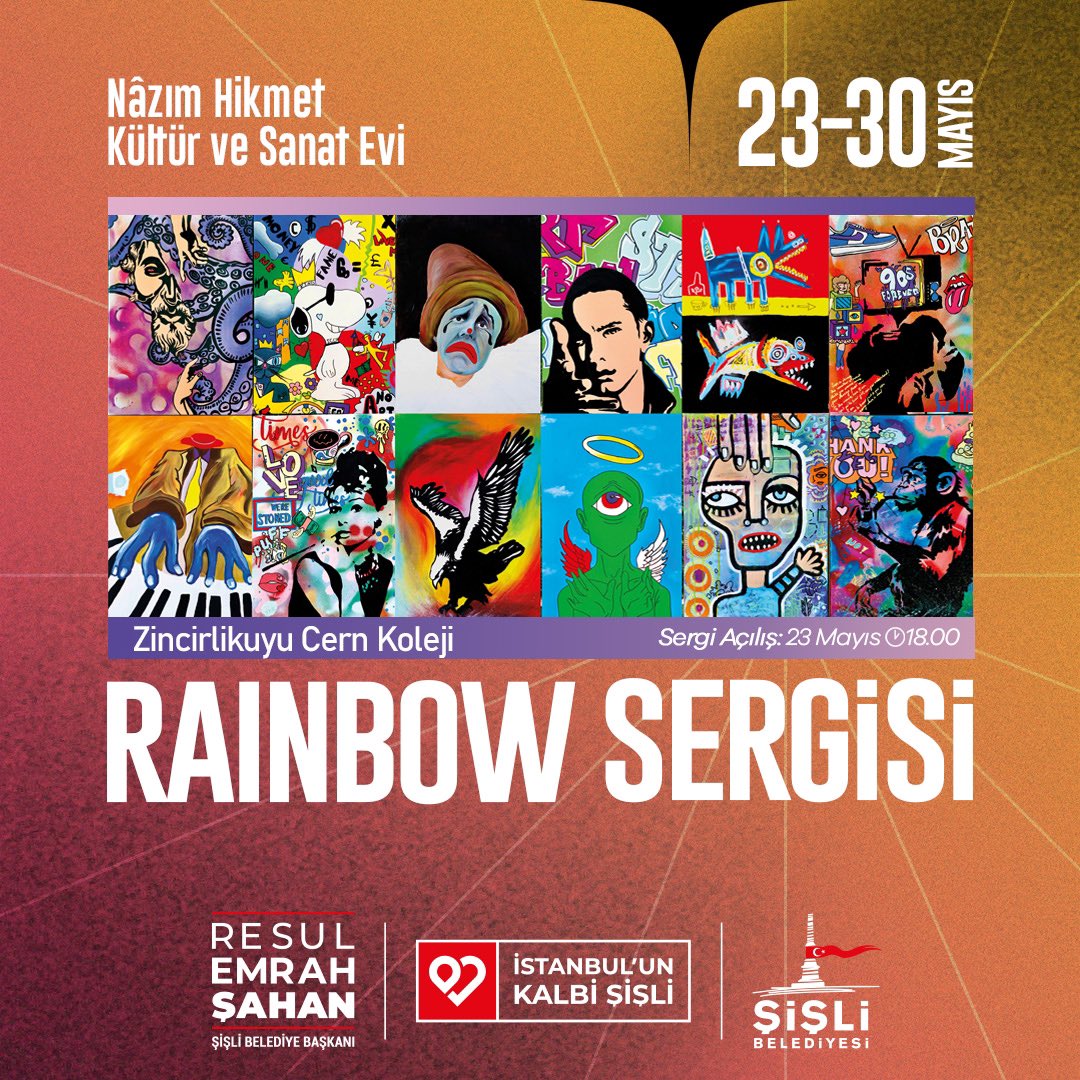 Sanatı destekliyoruz. 🧑‍🎨 Zincirlikuyu Cern Koleji öğrencilerinin hazırladığı karma sergi 'Rainbow'a tüm sanatseverleri bekliyoruz. 📆Açılış: 23 Mayıs Perşembe ⏰18.00 📍Nâzım Hikmet Kültür ve Sanat Evi